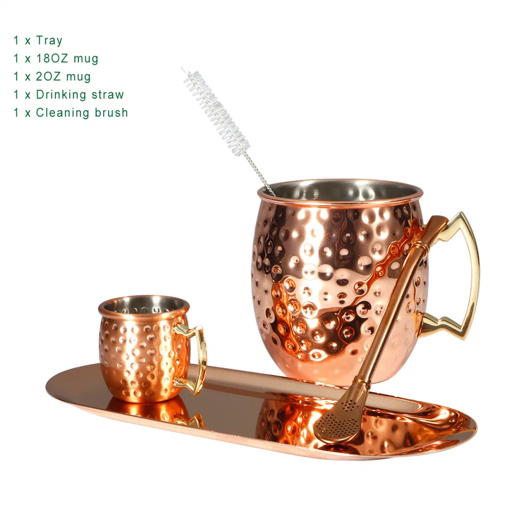 Custom Hot Sell Beer Cocktail Cups Party Hammer Copper Plated Stainless Steel Moscow Mule Mug