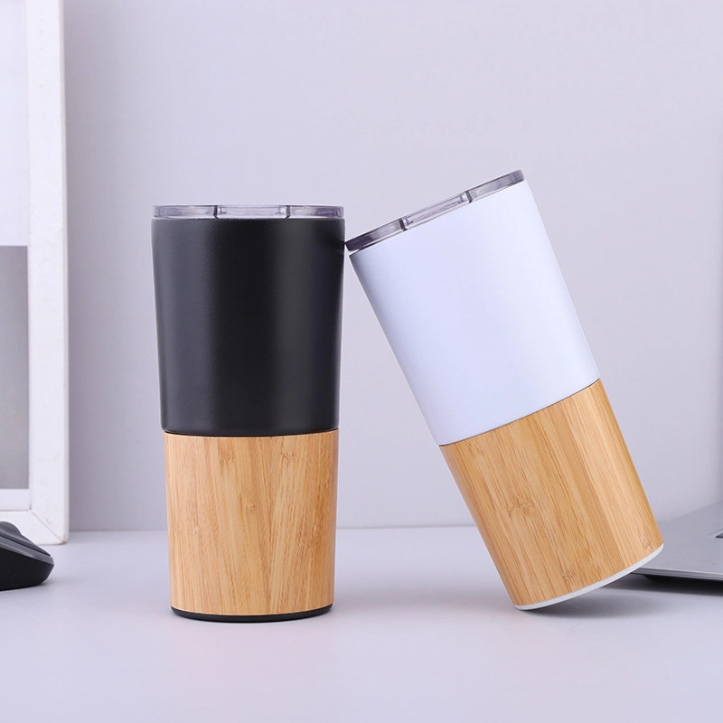 20 Oz New-Design Wholesale Stainless Steel Thermo Travel Tumbler with Bamboo Shell Portable Double Wall Insulated Coffee Mug