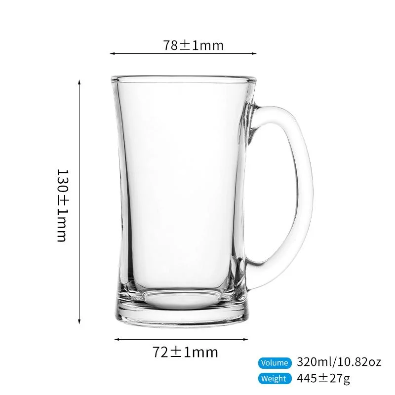 320ml 10.8oz Large Capacity Glass Cup Beer Mug with Handle